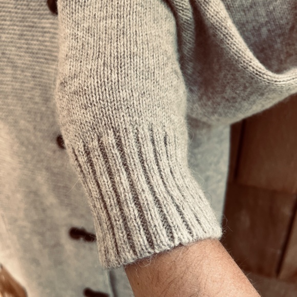 Kenar Wool Alpaca Hooded Tan Cardigan Sweater Button Closure Knit Cardigan L - Picture 5 of 14